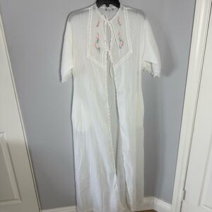 Dior White Long Embroidered Sheer Robe